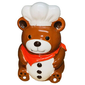 Vintage Japan B & D Teddy Bear Chef Cookie Jar MCM 1970's Kitsch Nostalgia